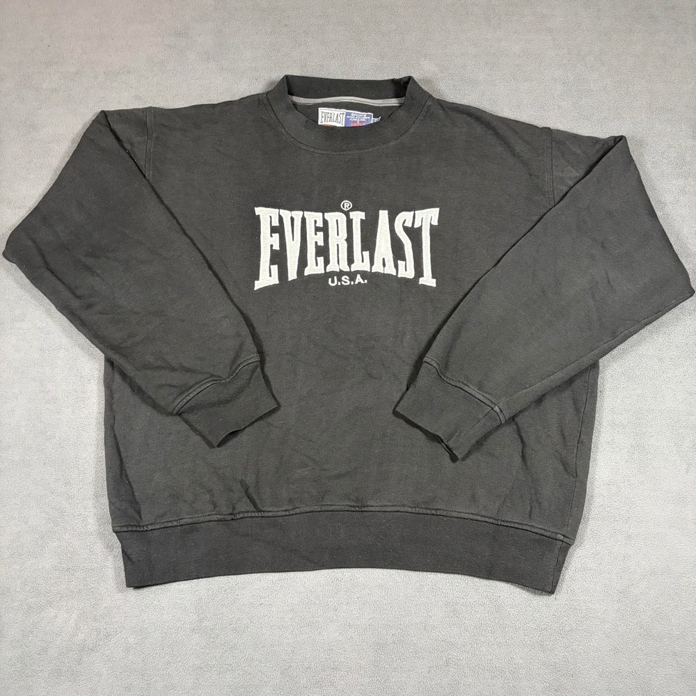 Vintage Everlast Sweatshirt Mens Medium Black USA Graphic Pullover